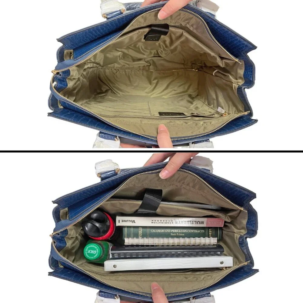 THE RIVIERA Blue Alligator Rolling Laptop Bag, Rolling Briefcase for Women